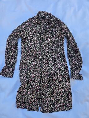 #URBAN OUTFITTERS BDG Black Floral Midi Dress with Pink & Cream Flowers